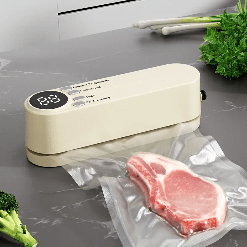 1 pieza de sellador de vacío portátil recargable por USB - Sellador de alimentos automático multifuncional con sistema de sellado de snacks, función de succión externa e inflado, ideal para cocina y picnic al aire libre.