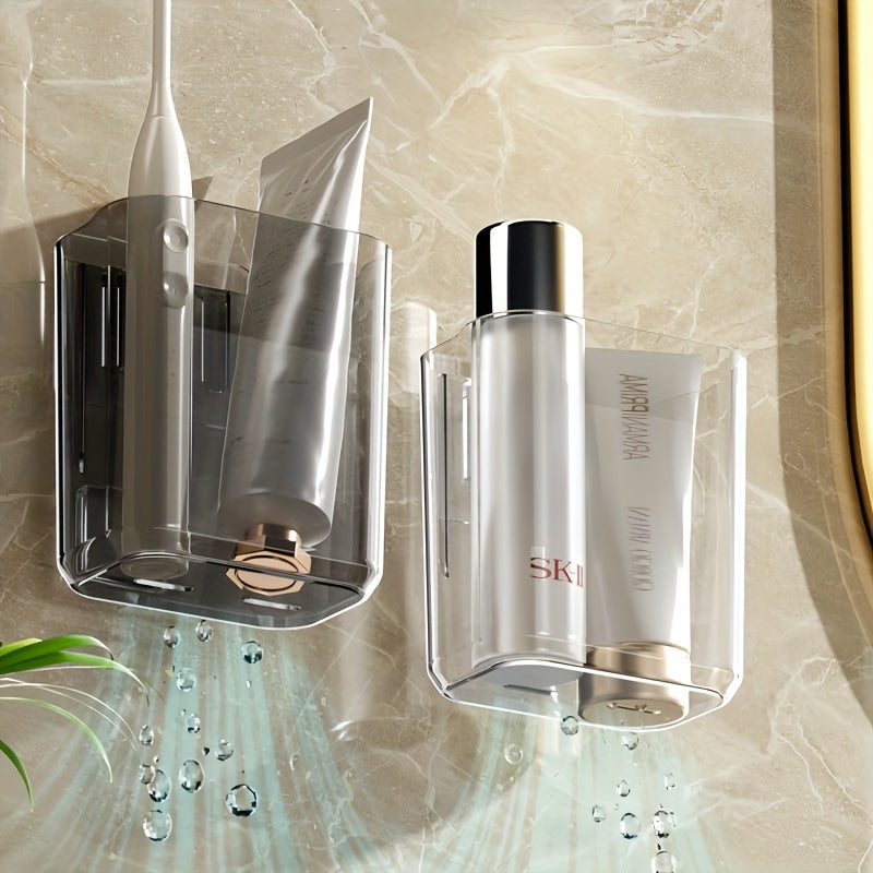 Soporte de cepillo de dientes montado en la pared, organizador de almacenamiento de baño adhesivo sin taladro, diseño simple, soporte de cepillo de dientes eléctrico con drenaje, para baño, cocina, suministros para el hogar