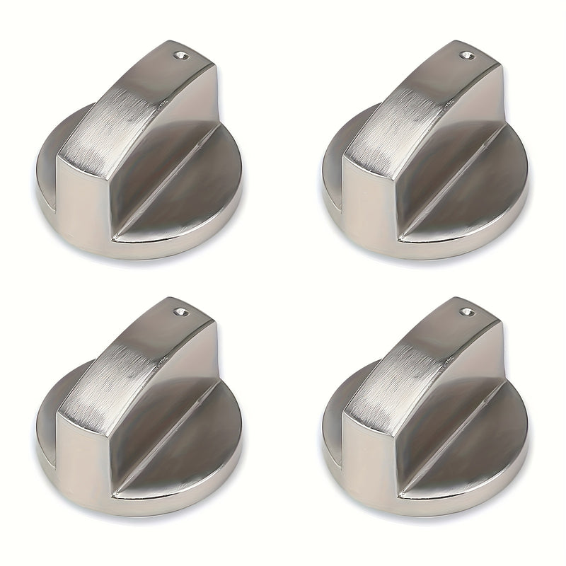Juego de 4 botones de estufa de acero inoxidable, interruptores de control de superficie de cocción universal de 6 mm para modelo de cocina, reemplazo de interruptores de superficie de cocina rotativos