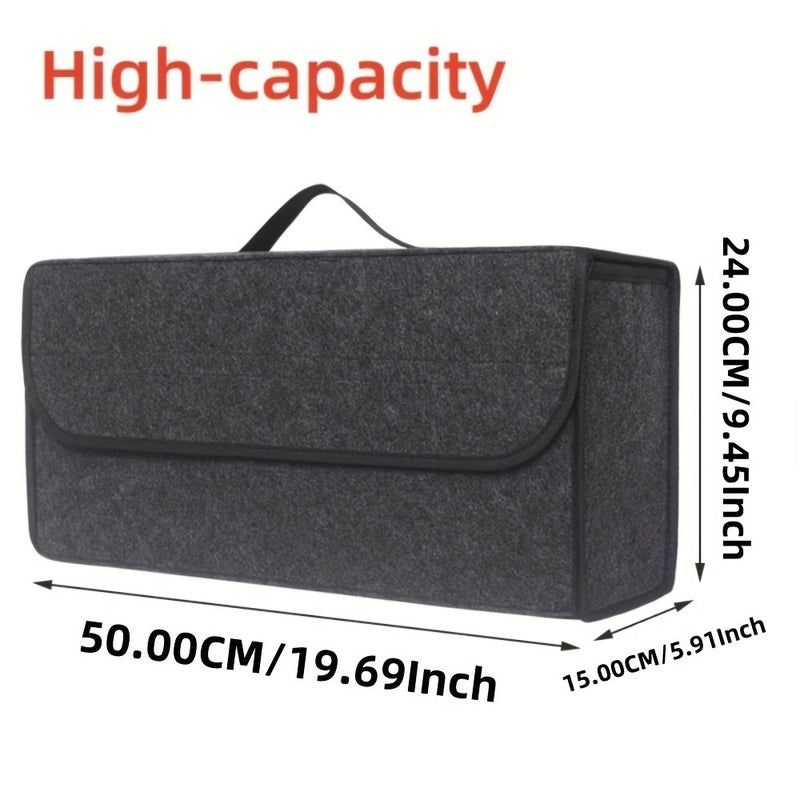 Organizador de Maletero Oxford de Alta Capacidad con Bolsa Modelo - Caja Plegable, 50x19x9cm, Organizador Interior para SUVs, Sedanes y Camionetas en Gris