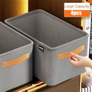 4pcs Cajas de Almacenamiento de Tela Clásicas con Asas, Organizadores Plegables y Engrosados de Uso Múltiple para Ropa y Organización del Hogar, No Tejido, Gris, Almacenamiento Debajo de la Cama