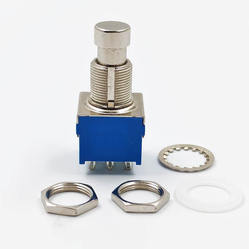 INTAI Interruptor de Pedal para Guitarra de 3 Polos con 9 Posiciones - Construcción Metálica Azul, Perilla Estriada de 10mm, Palanca Manual Encendido/Apagado para Pedales de Efectos y Equipo de Audio DIY (Sin Necesidad de Energía)