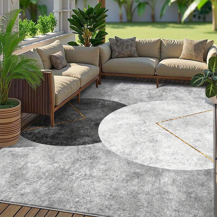 Siete Ciervos Alfombra de Exterior de Lujo de Veludo - 850g/m² Suave, Duradera y Lavable en Máquina, Alfombra Rectangular para Patio de Jardín con Patrones Geométricos para Patio, Balcón, Comedor al Aire Libre y Picnic - Disponible en Varios Tamaños, Dec