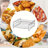 Rejilla Versátil de Acero Inoxidable para Freidora de Aire con Brochetas - Apilable, Parrilla Multiusos para Horno y Tostadora, Ideal para Asar, Cocinar al Vapor y Pan - Accesorio de Doble Capa