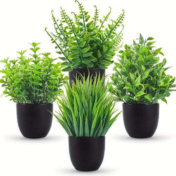 4 piezas de pequeñas plantas artificiales en maceta, mini plantas artificiales, adecuadas para decoración de hogar, oficina, dormitorio y sala de estar.