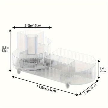 1 Pieza, Caja De Almacenamiento De Cosméticos Acrílica De Gran Capacidad Giratoria, Soporte 360° Transparente Para Brochas De Maquillaje Y Bolígrafos Para La Organización Del Tocador Y El Escritorio