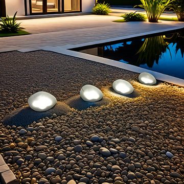 Paquete de 2 Luces Solares de Piedra, Iluminación Exterior de Alta Calidad IP4 para Céspedes, Patios, Caminos de Jardín y Más (Blanco Frío), Iluminación Decorativa para Patios | Aspecto Elegante de Piedra | Luz de Piedra de Vidrio, Luces Solares Exterior