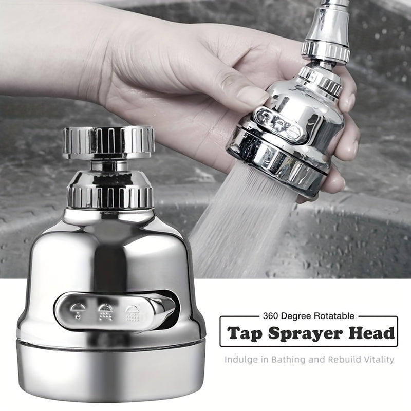 Cabeza de ducha mezcladora de 3 modos en acabado cromado, con 1 conector multifuncional - Pulverizador giratorio 360° para grifo, sin necesidad de electricidad, ideal para aireadores de cocina y baño, reemplazo de sistema de ducha | Construcción duradera