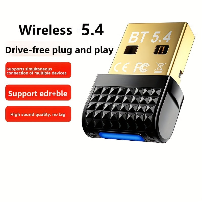 Adaptador inalámbrico 5.4BT, enchufa y juega, computadora de escritorio USB, portátil, auriculares externos inalámbricos, receptor de sonido