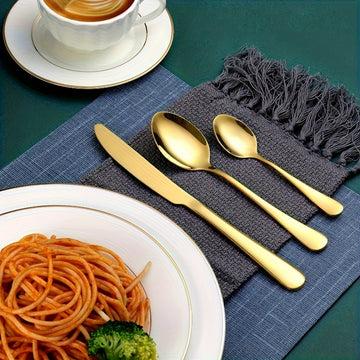 Juego de cubiertos de acero inoxidable de 4/24 piezas con caja de madera, de alta calidad, pulido al espejo, apto para lavavajillas, adecuado para restaurantes, cocinas y camping.