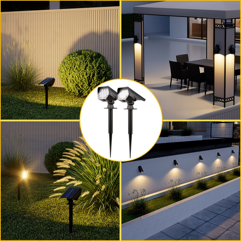 1 foco solar para senderos, 10 LED, 24 LED luces solares para jardín, accesorios de iluminación paisajística semirrehundidos plegables con portalámparas, pantallas de plástico, incluye hardware de montaje para senderos, césped, aceras y entradas de vehíc