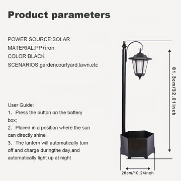 1 pieza de luz de maceta exterior DJGIFI alimentada por energía solar - Estilo tradicional, control de botón, carga solar, diseño de maceta para decoración de jardín y patio, decoraciones solares al aire libre, iluminación de patio, iluminación elegante,