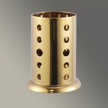 Caja organizadora de utensilios de cocina de acero inoxidable dorado, con soporte para palillos, cucharas y cubiertos, con agujeros de drenaje, ideal para herramientas, espátulas, cucharas y cubiertos, decoración de cocina