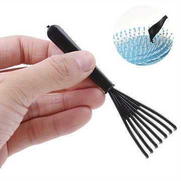 1 pza Herramienta limpiadora de cepillo para cabello, rastrillo para limpiarla suciedad en el cepillo para cabello, con mango de plástico, para el salón y el hogar