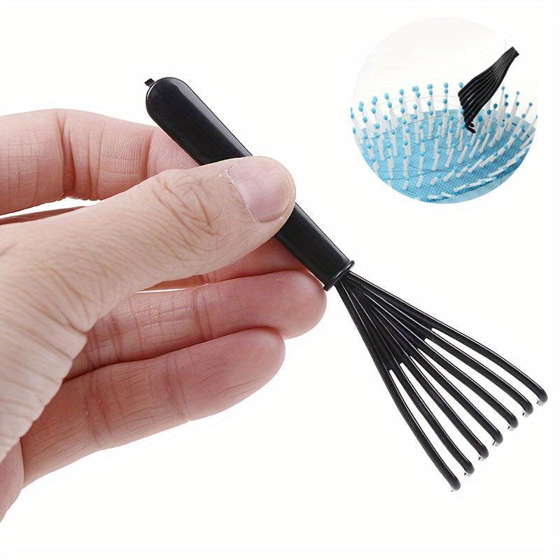 1 pza Herramienta limpiadora de cepillo para cabello, rastrillo para limpiarla suciedad en el cepillo para cabello, con mango de plástico, para el salón y el hogar