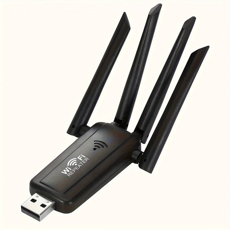 Repetidor inalámbrico USB con 4 amplificadores de señal de antena, adecuado para extender la cobertura de toda la casa, viene con puerto Ethernet para conexiones de red, admite múltiples conexiones de dispositivos, roaming ininterrumpido para hogar y ofi