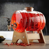 1pieza Barril de Vidrio Transparente de 33.81oz de Capacidad con Grifo - Base de ABS y Corcho - Ideal para Servir Bebidas en Fiestas y Reuniones, Contenedor de Bebidas para Fiestas | Barril Decorativo | Construcción Duradera, Accesorios de Bar