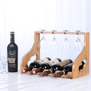 Soporte de vino de bambú de 4 ranuras con copa de madera - Soporte de vaso alto desmontable para vino tinto y almacenamiento de vidrio elegante, acabado de madera natural, perfecto para decoración de bar en casa o mesa de comedor, decoración de vino