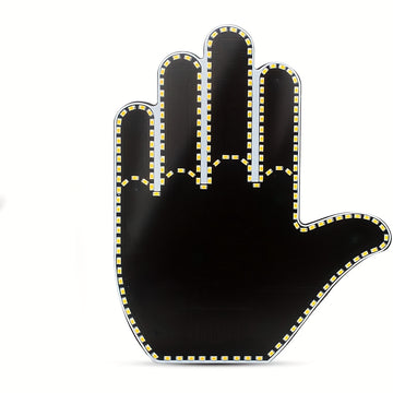 Gesto de mano negra LED luz de dedo para decoración de coche, con reflejos amarillos, no requiere baterías, perfecto para ventanas traseras de camiones y coches, y accesorios de camiones.