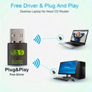 Adaptador inalámbrico USB WiFi, receptor externo de red inalámbrica de 600 Mbps con banda dual 2.4/5GHz, mini receptor WiFi para PC/laptop/escritorio, control por aplicación, modo de alimentación USB, voltaje de operación ≤36V