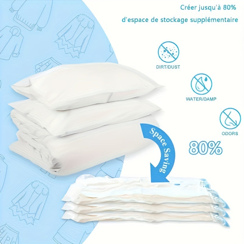 6pcs Bolsas de Almacenamiento al Vacío con 1 Bomba Manual, Bolsa de Viaje de Plástico Portátil para Ropa, Adecuada para Mantas, Ropa de Cama, Ropa, Edredones, Ideal para Suministros del Hogar, Bolsa de Ahorro de Espacio de Almacenamiento Imprescindible