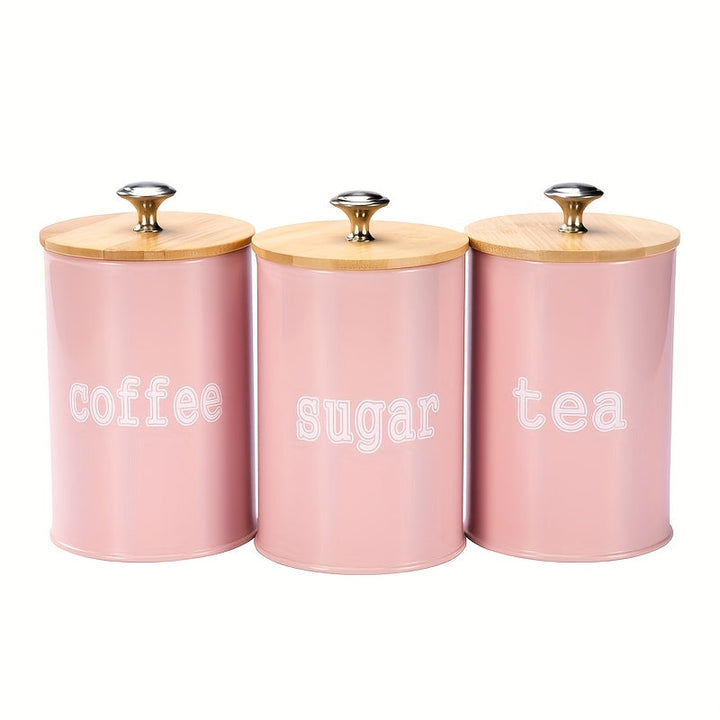 Juego de 3 recipientes de almacenamiento con tapa de bambú