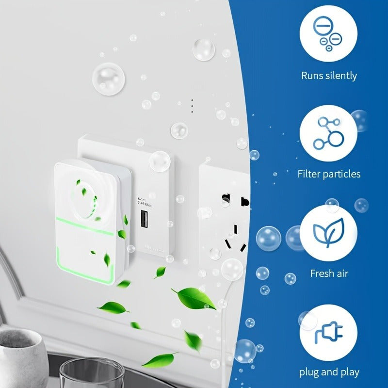 Purificador de aire de iones negativos portátil y silencioso - Elimina polvo, polen, pelo de mascotas y olores desagradables | Diseño seguro y duradero para uso en hogar y oficina | Ideal para dormitorio | Plástico blanco