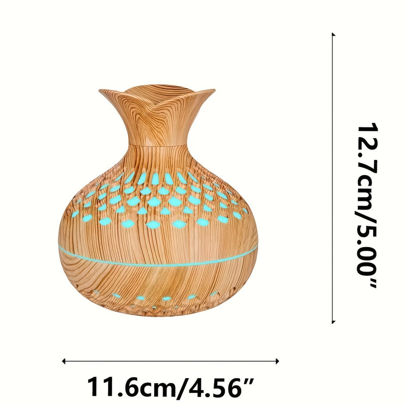 Lámpara de Aromaterapia y Humidificador de Elegante Grano de Madera - Alimentado por USB, Mejora la Calidad del Aire y el Confort, Perfecto para Cualquier Habitación