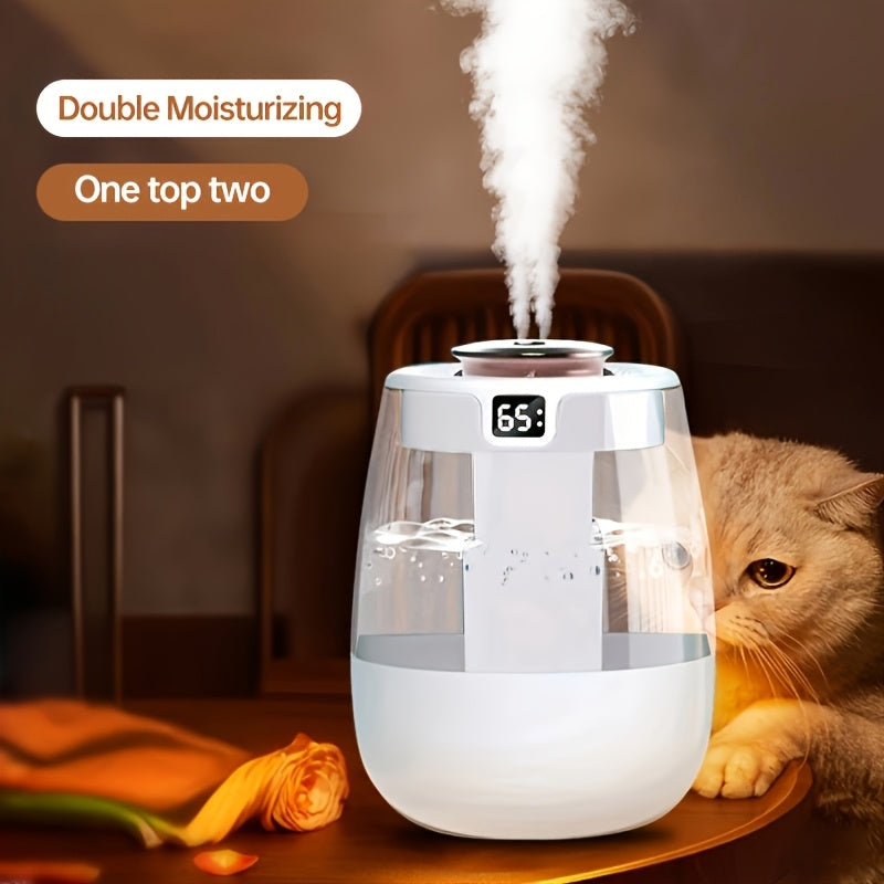 Humidificador USB de gran capacidad, humidificador con pantalla digital para dormitorio y escritorio en casa, diseño de doble rociado de niebla pesada, mini portátil para oficina