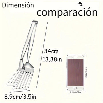 1 pza. Pinzas de acero inoxidable multifuncionales para buffet, freír pescado, pan, bistec, ensalada y postre; herramientas de cocina para preparar y servir alimentos sin esfuerzo