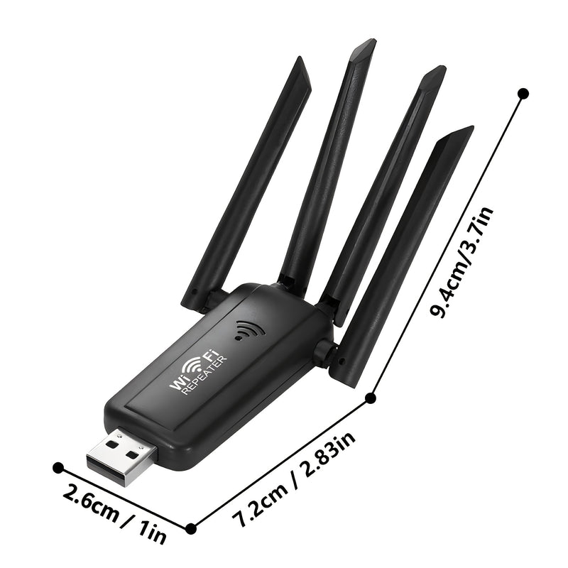 Repetidor inalámbrico USB con 4 amplificadores de señal de antena, adecuado para extender la cobertura de toda la casa, viene con puerto Ethernet para conexiones de red, admite múltiples conexiones de dispositivos, roaming ininterrumpido para hogar y ofi