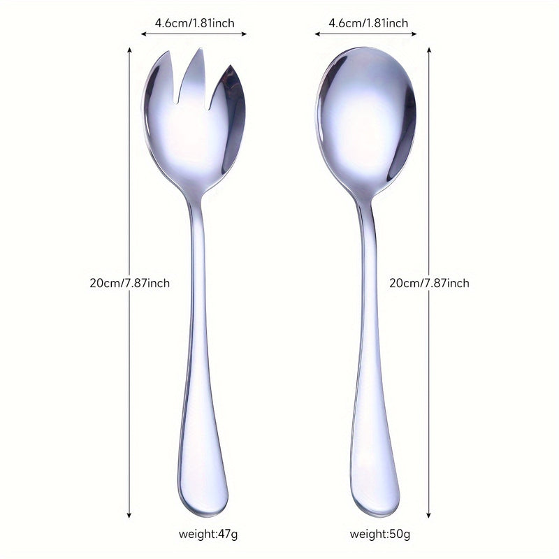 Juego de 2 piezas de Cuchara y Tenedor Integrados de Acero Inoxidable, Cuchara y Tenedor para Ensalada Chapados en Oro, Tenedor para Pasta