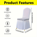 6/12pcs Funda para Silla con Falda, Cubierta Elástica Larga de Spandex para Silla de Comedor, Funda Protectora, Cubierta Elástica para Silla de Comedor de Boda, Desmontable y Lavable, Adecuada para Hoteles, Bodas, Banquetes y Decoración del Hogar