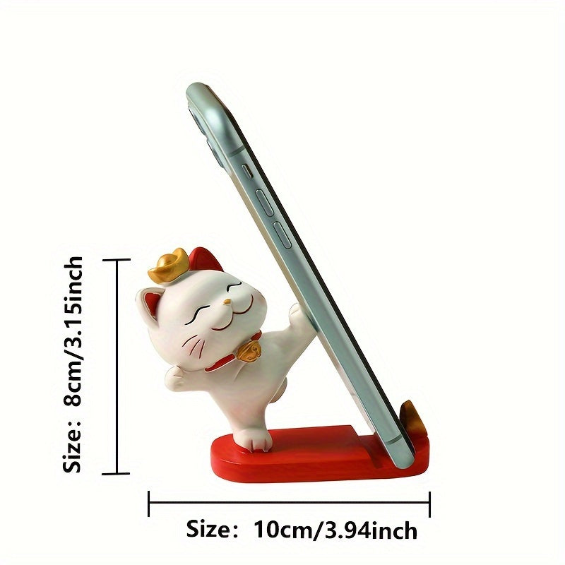Soporte para Teléfono Móvil y Tableta de 1 Pieza con Diseño de Gato de Dibujos Animados, Adorno Decorativo para Escritorio Adecuado para Celulares y Tabletas