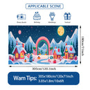 2D Banner de Puerta, 1 Pieza, Escena de Pueblo Navideño con Casas Cubiertas de Nieve, Casa de Jengibre y Cielo Lunar - Poliéster, Ideal para Decoraciones Navideñas, Bodas y Celebraciones de Jardín al Aire Libre, Decoraciones Navideñas