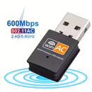 Adaptador de red WiFi de doble banda 2.4G y 5.8G Trolinktek, 600Mbps de alta velocidad, alimentado por USB, compatible con Windows/Mac, chip 8811, control por aplicación, compatible con SmartThings, accesorio de red inalámbrica | Diseño compacto y elegan