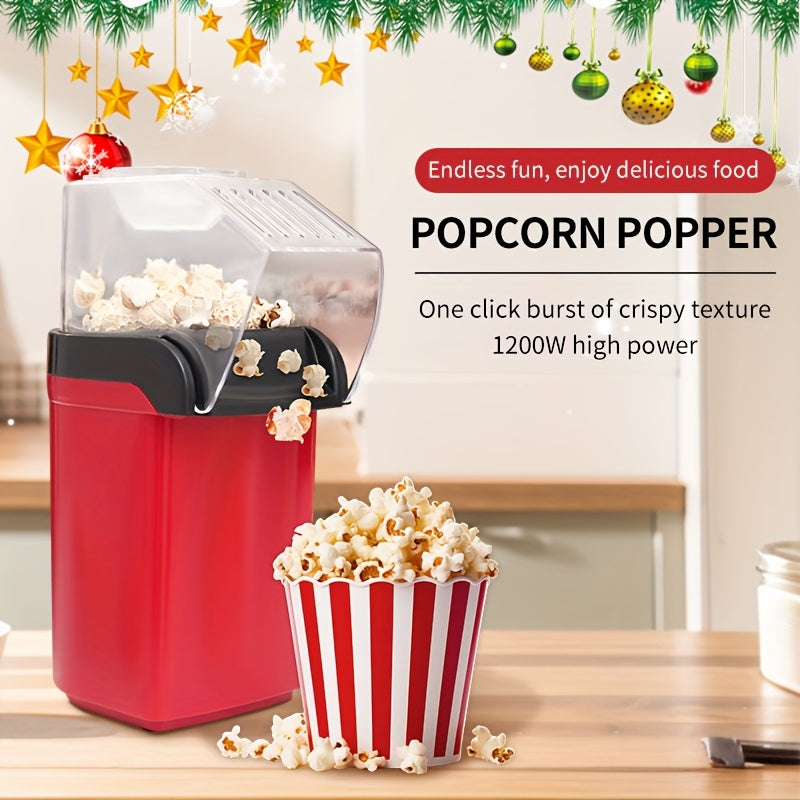 Fabricante de palomitas de maíz de 120V para EE. UU. - Sin aceite, sin aditivos, operación manual portátil, rojo con ventana transparente y asa, perfecto para fiestas, cine en casa y cajas de palomitas, regalos de palomitas, gadget elegante, palomitas si