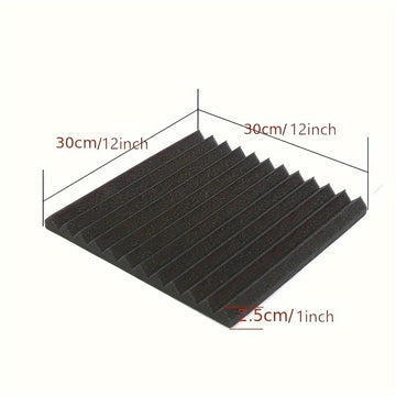 12 paneles de espuma acústica de alta densidad, 2.54 cm x 30.48 cm x 30.48 cm - Cuñas negras absorbentes de sonido para estudio de grabación y oficina en casa, resistentes al fuego, reducen reverberación y ecos, mejoran el rendimiento acústico