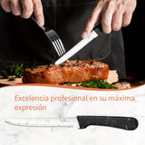 Juego de 6 Cuchillos de Cocina, Juego de 6 Cuchillos para Bistec y Tomate - Acero Inoxidable Premium, Afilados y Duraderos, Ideales para Verduras, Frutas y Pan, Adecuado para Comidas Familiares, Picnic al Aire Libre, Seguro en Lavavajillas