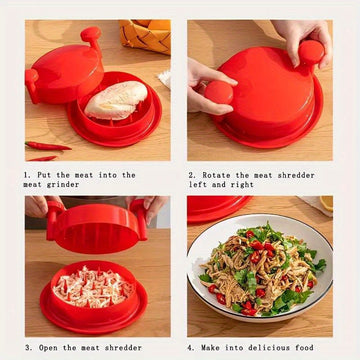 1pc Picadora de Carne y Alimentos Manual - Reutilizable y Apto para Lavavajillas, Base Antideslizante, Mango Ergonómico, Material PP para Pollo, Res, Verduras, Frutos Secos - Accesorio de Cocina Compacto para Preparación de Alimentos