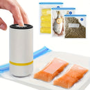 Sellador de vacío portátil para uso en el hogar, completamente automático para alimentos secos y húmedos, incluye una bolsa de comida, 1 bomba eléctrica y 3 bolsas de cierre de vacío grandes, medianas y pequeñas para almacenamiento.