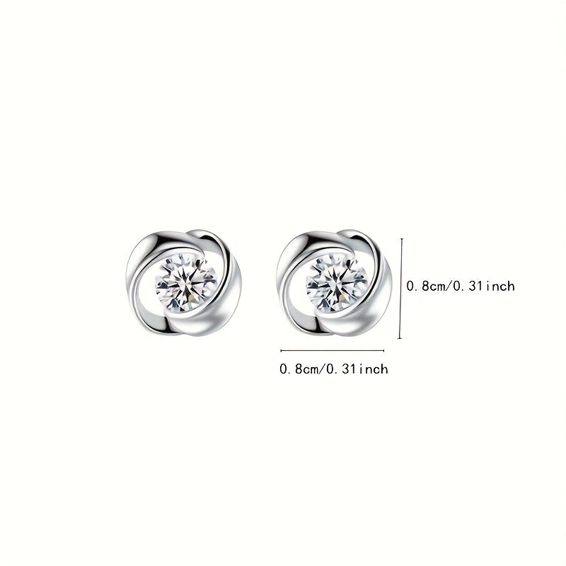 [Elegancia Diaria] Pendientes de Botón Elegantes con Corazón de Amor Giratorio para Mujeres - Estilo Vintage Chic con Centro de Pedrería Brillante, Joyería de Moda de Aleación para Uso Diario, Pendientes Bonitos
