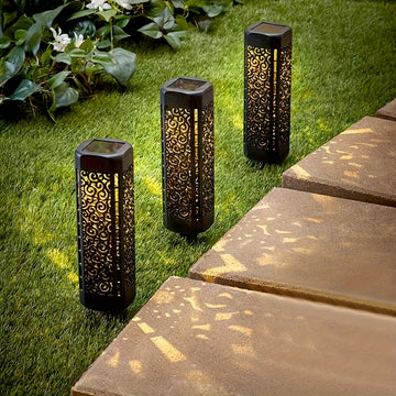 8/4pcs Luces Solares de Jardín para Halloween | Luces LED Huecas en ABS, Decoración Espeluznante para Exteriores, Iluminación Solar Eficiente para Patio, Césped y Calle (Desmontables y Fácil Instalación)