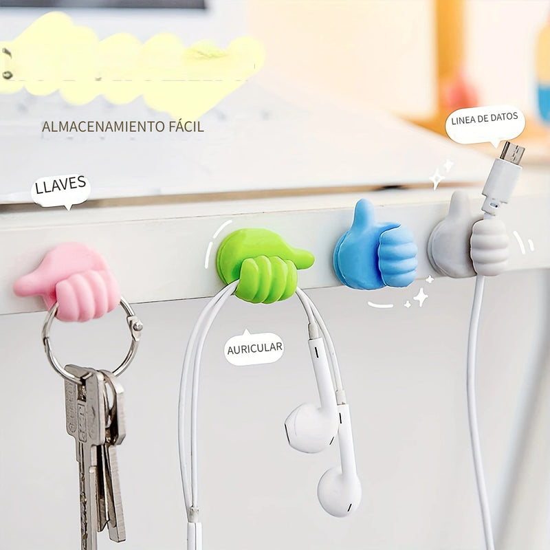 Gancho Adhesivo Creativo para Pulgar sin Rastro, Gancho Adhesivo Pequeño para Llaves, Hub de Almacenamiento de Cables de Datos, Ganchos de Utilidad