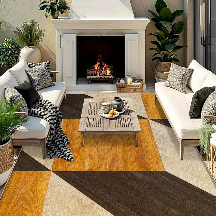 Alfombra de Lujo Antideslizante con Estampado Geométrico Moderno en Terciopelo/852g/m², Diseño Floral - Bajo Pile, Lavable a Máquina, Ideal para Exteriores, Comedor y Camping - Forma Rectangular, Ligera, Tejido de Vellón Grueso