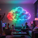 Luz LED mágica 3D AJK con nube eléctrica - Luz de pared RGB multicolor con alimentación USB, colores ajustables, diseño fantástico geométrico para salas de juego, Navidad, Halloween, fiestas de DJ, clubes, iluminación temática, acabado pulido.