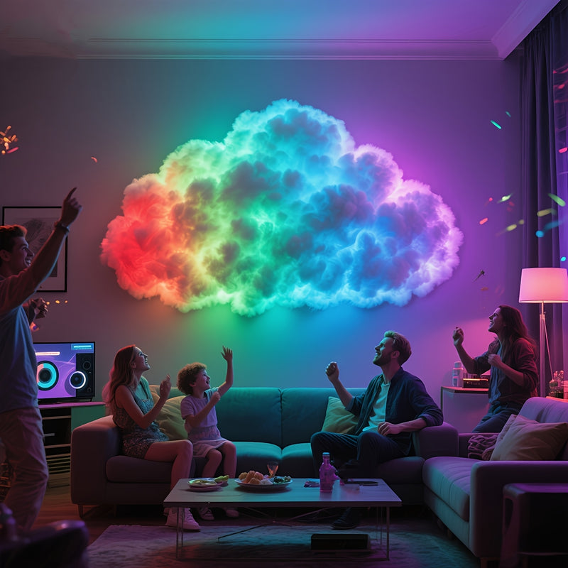 Luz LED mágica 3D AJK con nube eléctrica - Luz de pared RGB multicolor con alimentación USB, colores ajustables, diseño fantástico geométrico para salas de juego, Navidad, Halloween, fiestas de DJ, clubes, iluminación temática, acabado pulido.