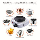 Estufa pequeña blanca de alta potencia 500W, ideal para hervir agua, hacer té y preparar café. Perfecta para el hogar, la oficina o viajes. Un regalo navideño ideal