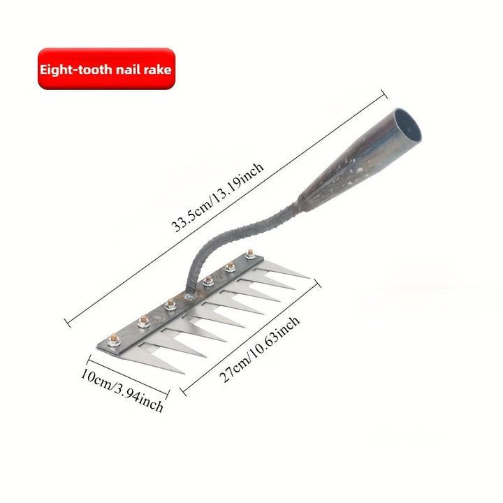 Rastrillo de Hierro Resistente de 27 cm con Cuchillas Afiladas Reemplazables - Herramienta Multiherramientas para Eliminar Malezas en Jardines y Granjas