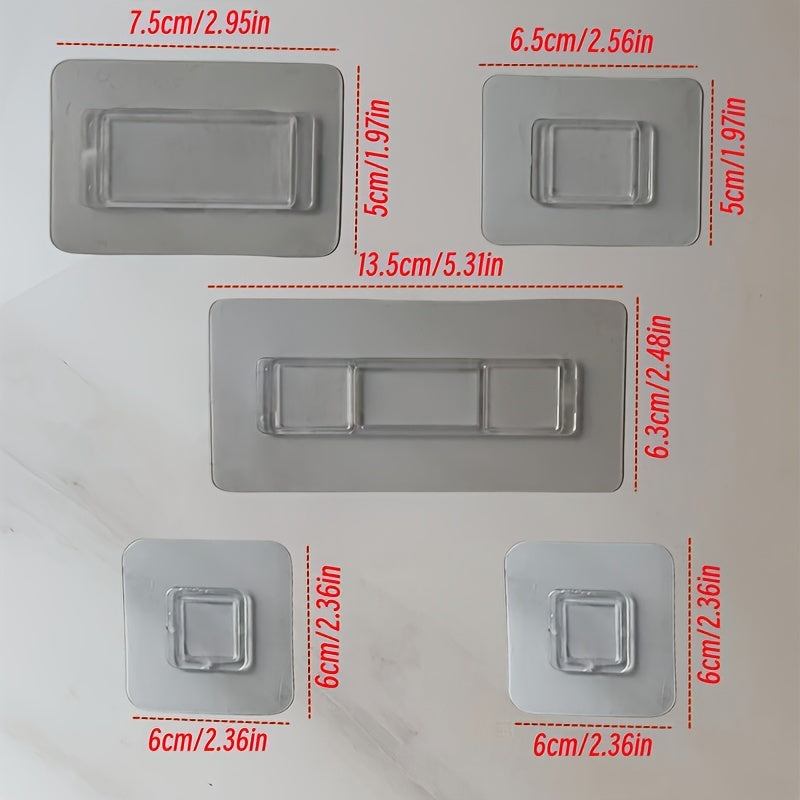 Juego de 3 accesorios de baño, Parches adhesivos para montar en la pared sin perforar agujeros, que no dañan las paredes ni se caen, adecuados para una fuerte adhesión de la mayoría de los productos en nuestra tienda